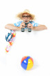 Nerd mit Fernglas