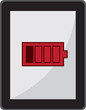 Isolated tablet with low battery icon