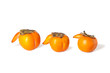 One by one persimmons isolated on white