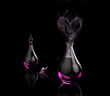 Love potion. Perfume bottle with heart vapor