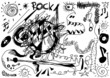 Doodle crazy rock music background and texture