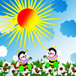 Bees and flowers.