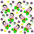 Background. Bees and flowers.