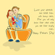 vector illustration of father and daughter sitting in sofa