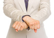 Closeup on business woman with crossed arms
