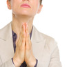 Closeup on frustrated business woman begging for help