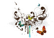 Vektor: Floral design element with butterfly Floral design element with butterfly