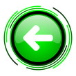 arrow left green circle glossy icon