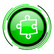 puzzle green circle glossy icon