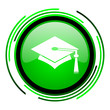 graduation green circle glossy icon