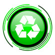 recycle green circle glossy icon