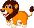 cute lion cartoon walking
