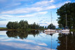 yachts on river in early morning