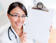 Doctor showing a prescription