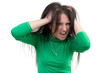 The girl is furious disheveled