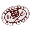 Barbecue rubber stamp in one color on a white background.
