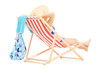 Young female in bikini lying on a beach chair