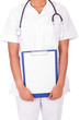 African american woman doctor a over white background