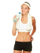 Woman in sportswear with bottle of water