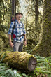 Hiker in temperate rainforest