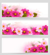Vektor: Set of holiday banners with colorful flowers. Vector Set of holiday banners with colorful flowers. Vector