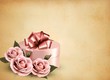 Vector: Holiday retro background with pink roses and gift box. Vector il Holiday retro background with pink roses and gift box. Vector il