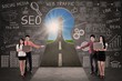 Photo: Business team present SEO success road concept Business team present SEO success road concept