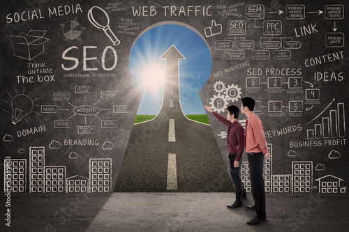 Photo: Business partner look for SEO success concept Business partner look for SEO success concept