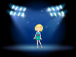 A young actress at the center of the stage
