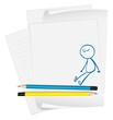 A paper with an image of a man sitting down