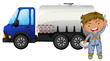 Vector: A tanker and a young man A tanker and a young man
