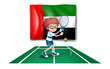 The UAE flag at the back of a tennis player