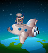 A robot above the spaceship