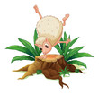 A stump with a playful molehog