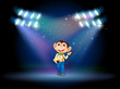 A monkey holding an envelope with spotlights