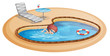 Vetor: A young gentleman practicing at the pool A young gentleman practicing at the pool