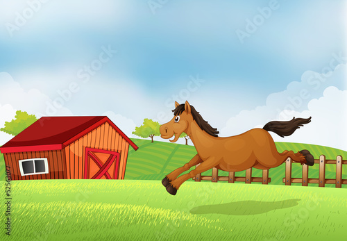 Vector: A horse running in the field A horse running in the field