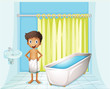 Vector: A boy at the bathroom A boy at the bathroom