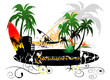 Summertime, surfer and palm trees