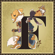 Fairy tale book alphabet. Letter F. Brer Rabbit and Brer Fox