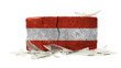Brick with broken glass, violence concept