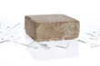 Brick with broken glass, violence concept
