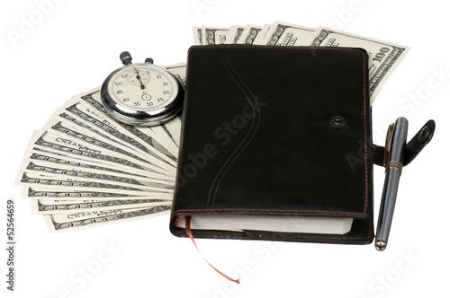 Photo: Dollars and stopwatch Dollars and stopwatch
