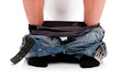 Man on toilet bowl