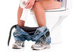 Man on toilet bowl