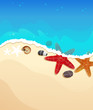 Vecteur : Sea beach with starfishes Sea beach with starfishes