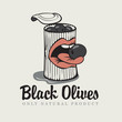 Vector: Conserve of black olives and mouth Conserve of black olives and mouth