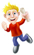 Vektor: Jumping happy man and scroll Jumping happy man and scroll