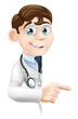 Doctor Pointing at Banner