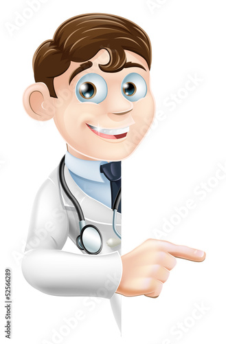 Vector: Doctor Pointing at Banner Doctor Pointing at Banner